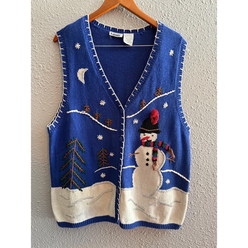 Vintage Capacity Snowman Vest - Size XL - Holiday Cheer